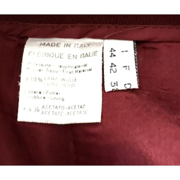 Vintage Italian Wool Burgundy Skirt Suit IT 44 / US 8–10 – Unique Blazer - Picture 10 of 11